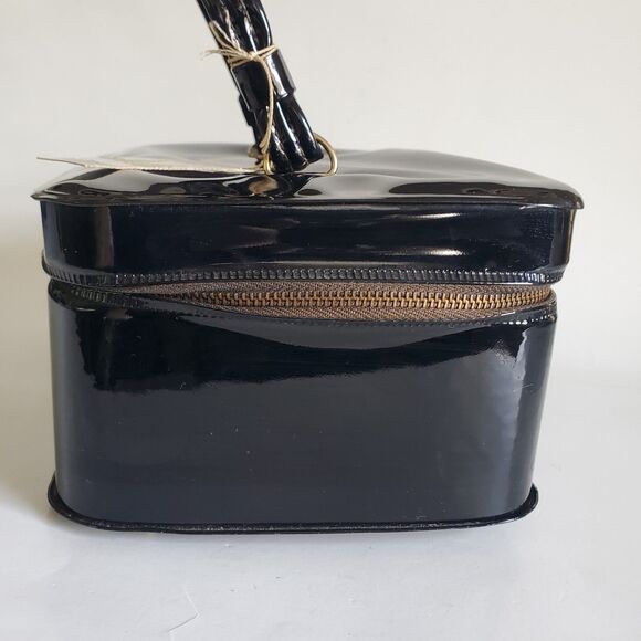 Retro Trina Going Places Vanity/Toiletry Patent Leather Zip Travel Case Mirror - Picture 9 of 16